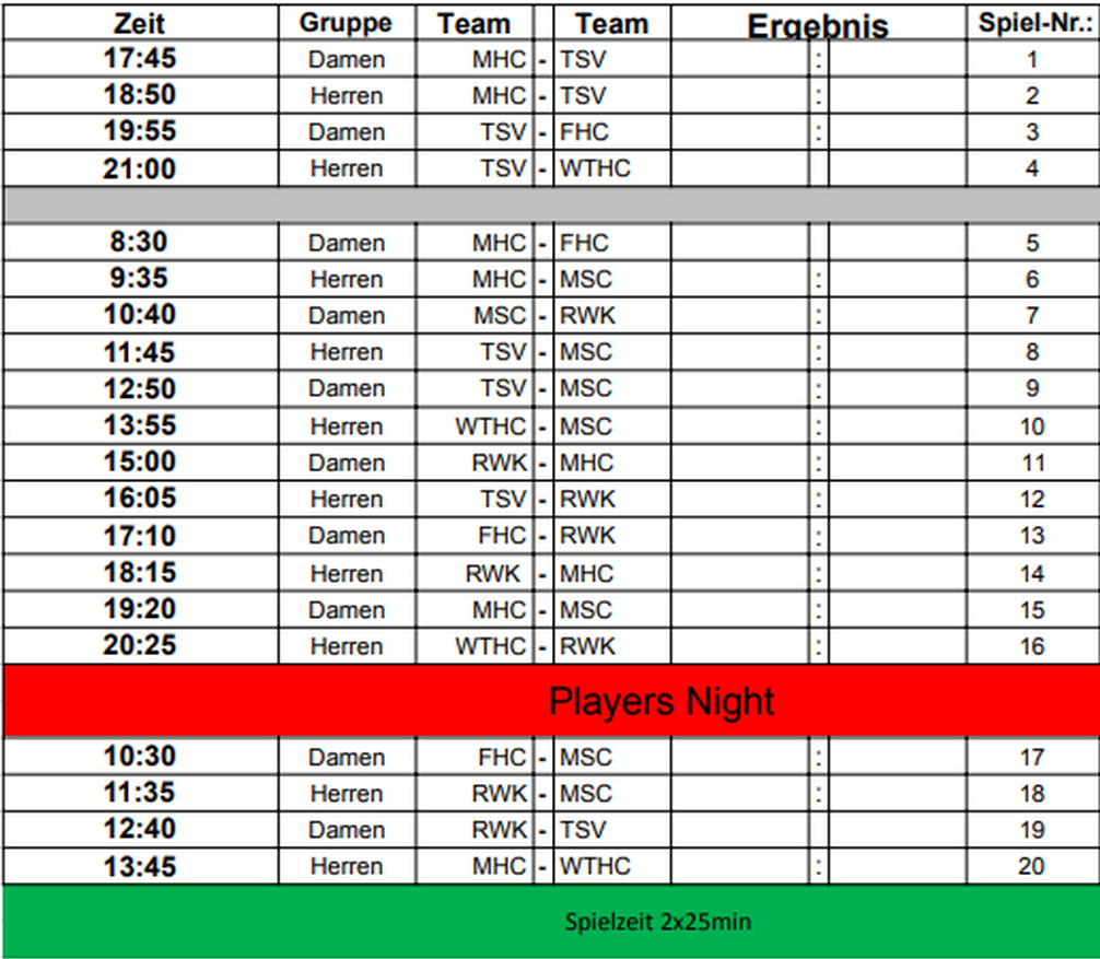 Spielplan OB-Turnier